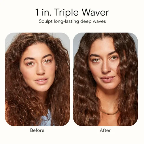 Vista 17 de INFINITIPRO by Conair - Rizador de 3 barriles, ondulador de pelo, crea ondas playeras, ondas de larga duración para uso en cabello medio a largo