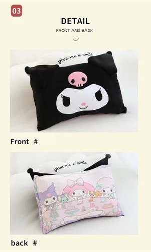Vista 4 de Funda de almohada linda de dibujos animados de anime de doble cara de felpa para decoración de dormitorio de niña, funda de almohada de algodón