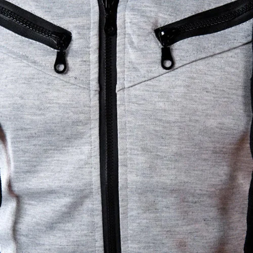 Vista 3 de Camiseta sin mangas con capucha para hombre, sin mangas, con cremallera, para entrenamiento, camiseta muscular, chalecos, chaqueta, Z3-gris