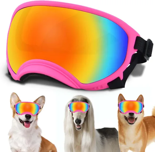 Vista 19 de Gafas de sol para perros medianos con correa ajustable, protección UV, gafas de sol para cachorros a prueba de viento, adecuadas para mascotas