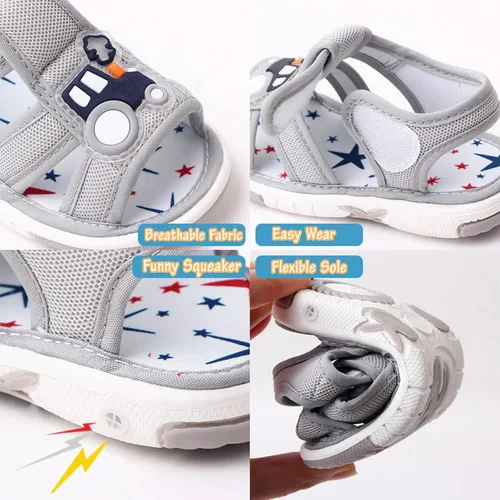 Vista 6 de OAISNIT Sandalias de verano para bebé niño y niña, zapatos chirriantes, ligeros, antideslizantes, para niños pequeños