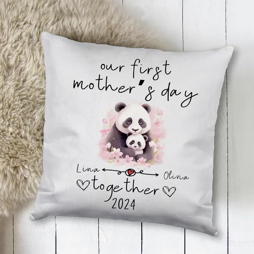 Vista 2 de Mother's Day Panda, Personalised Pillow Case Decor for Home, Present for Mom, Grandmother, for Her