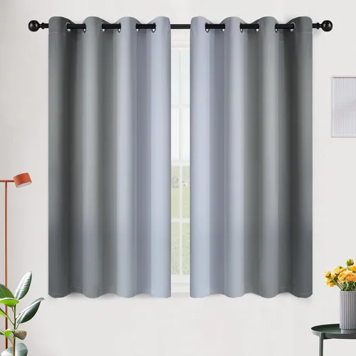 Vista 221 de SimpleHome Cortinas degradadas degradadas para oscurecer la habitación de 36 pulgadas de largo para dormitorio, con ojales y bloqueo de luz Negro
