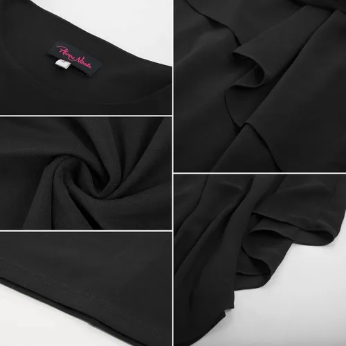 Vista 6 de Hanna Nikole - Vestido ajustado sin mangas, con capa superpuesta, de gasa, para mujer