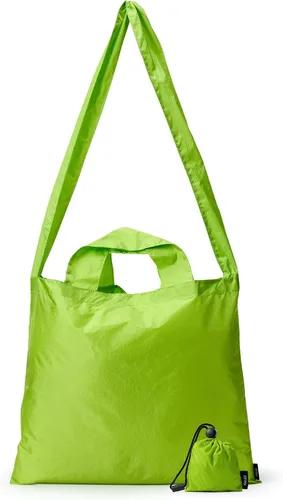 Vista 10 de KALIDI - Bolsa de compras compacta, ligera, plegable, pequeña, reutilizable, bolsa cruzada Negro