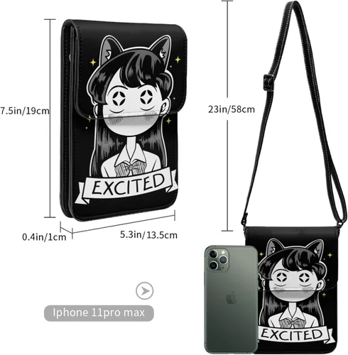 Vista 3 de Haribhakt Anime Komi Can'T Communicate - Bolso cruzado de poliuretano para mujer, bolso cruzado pequeño, bolso de hombro, Negro