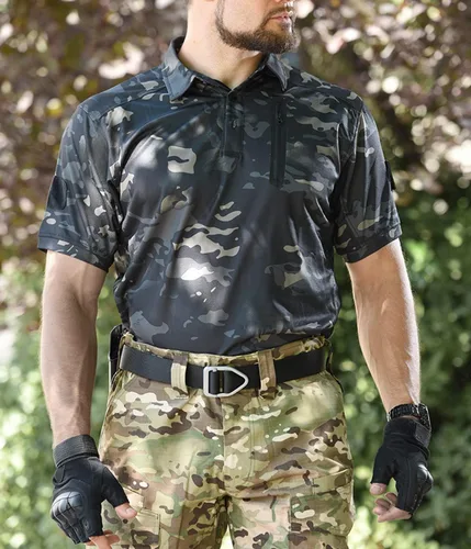 Vista 16 de HARGLESMAN Polo táctico de manga corta para hombre (S-3XL)