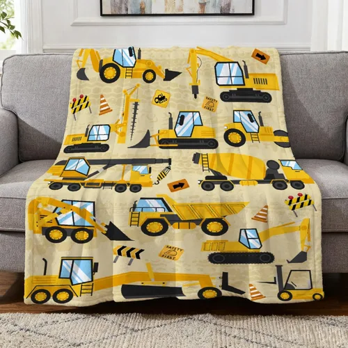 Vista 40 de Manta de Bebé Personalizada con Camiones de Construcción Personalizados Camión Volquete Mantas con Nombre para Niños y Niñas Manta Suave de Arrullo