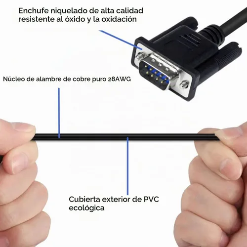 Vista 4 de DB9 9 pines macho a conector macho de 0.138 in cable serie RS232 a 1/8 pulgadas cable de conversión - 6 pies/5.9 ft