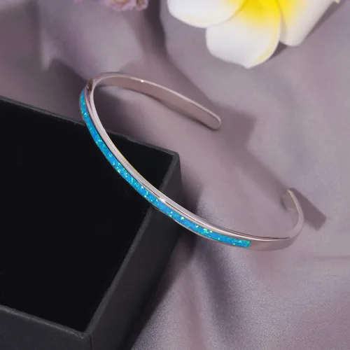 Vista 5 de CiNily Pulsera de ópalo para mujer, chapada en oro, hipoalergénica, con piedras preciosas abiertas