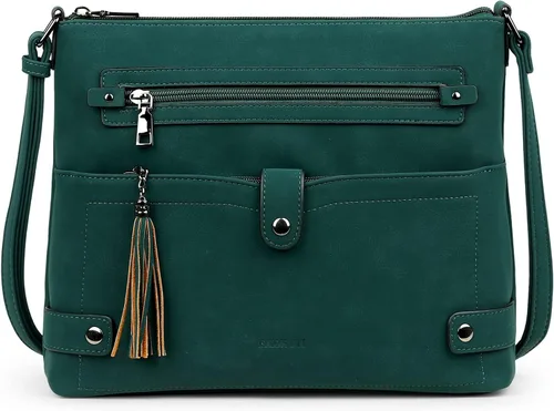 Vista 9 de FADEON Bolsos cruzados grandes para mujer, bolso cruzado de cuero de diseñador, bolso de hombro con múltiples bolsillos
