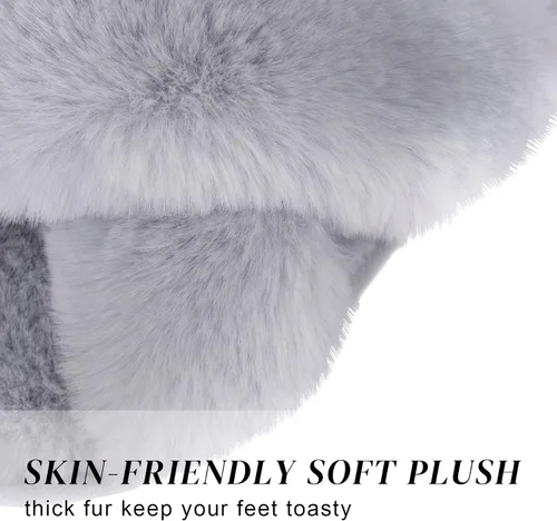 Vista 2 de Parlovable Women's Cross Band Slippers Fuzzy Soft House Slippers Plush Furry Warm Cozy Open Toe Fluffy Home Shoes Comfy Indoor Outdoor Slip On