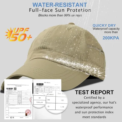 Vista 16 de Gorra de béisbol impermeable para hombre, sombrero de lluvia plegable para correr al aire libre, sombrero de pesca solar