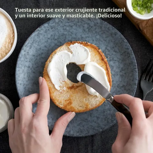 Vista 6 de Toufayan Everything Bagels Alto en proteínas Vegano Sin soja (2 paquetes, 12 bagels en total)