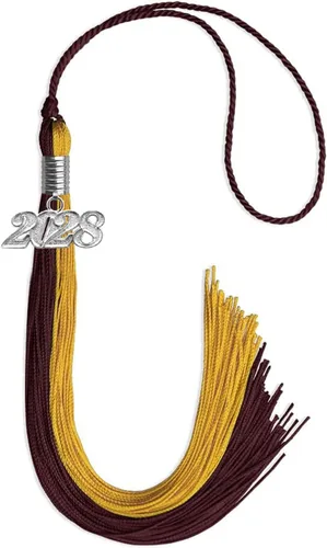 Vista 25 de Endea Graduation Borla de doble color con gota de fecha plateada (negro/oro antiguo, 2025)