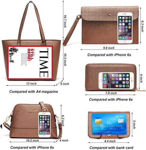Vista 4 de Soperwillton - Juego de bolsas para mujer a la moda, 5