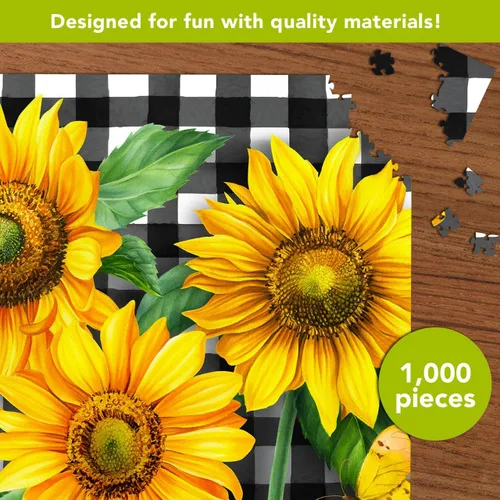 Vista 3 de Briarwood Lane Rompecabezas de 1000 piezas de girasoles a cuadros