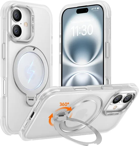 Vista 7 de Magnética para iPhone 12 e iPhone 12 Pro Funda, [con Soporte de Anillo Magnético Invisible Giratorio 360°][A Prueba de Golpes][Compatible