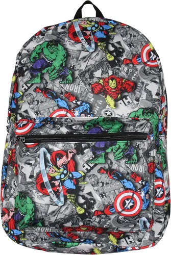 Vista 2 de Marvel Avengers Thor Iron Man Capitán América Hulk Mochila escolar para portátil de 17 pulgadas