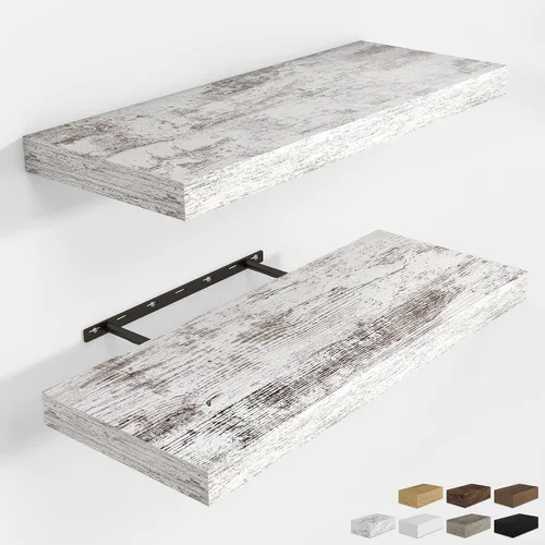 Vista 86 de RICHFOCUS Estantes flotantes de 8 pulgadas para estantes cuadrados de pared para dormitorio, cocina, baño, estante flotante de madera rústica