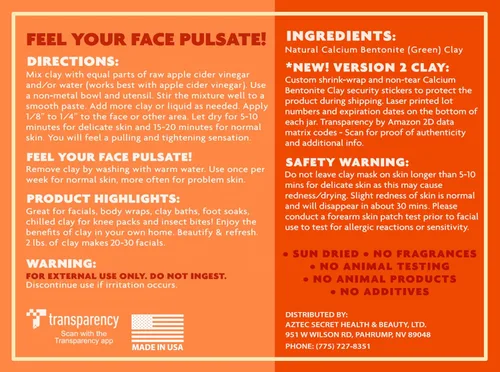 Vista 2 de Aztec Secret – Arcilla curativa india 1 libra – Mascarilla facial y corporal para limpieza profunda de poros – La arcilla de calcio bentonita 100%