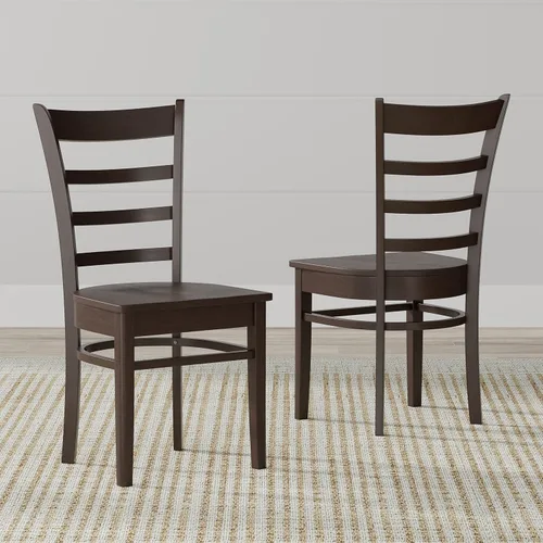 Vista 6 de Glenwillow Home Sillas de comedor de madera maciza con respaldo de listones en negro (juego de 2)