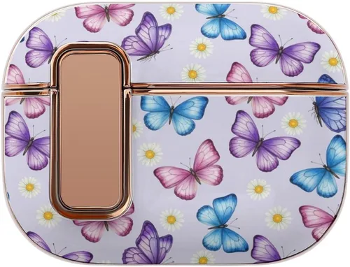 Vista 9 de Plastic Cover Compatible with Airpods Pro 2 Case Butterfly, Protective Skin with Lock