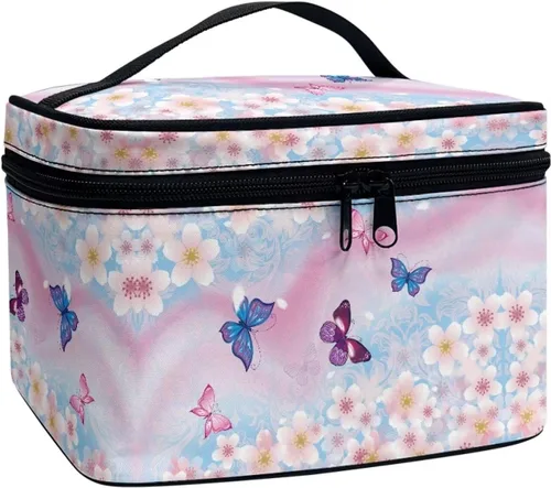 Vista 7 de Flashideas Bolsa de maquillaje para cosméticos Almacenamiento vertical Bolsa de maquillaje de viaje de gran capacidad, Caballo Azteca 1