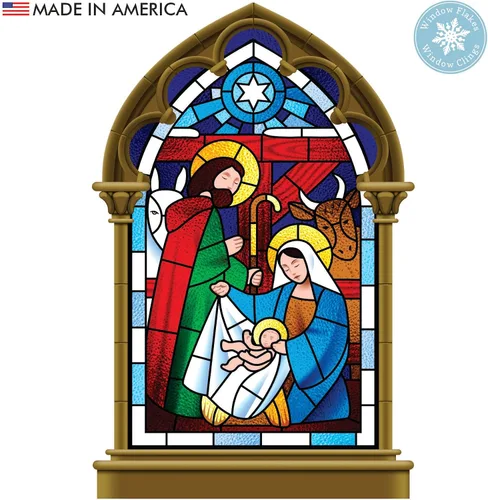 Vista 9 de Adhesivo para ventana de Belén pequeño de 11 pulgadas, calcomanía de Navidad para vidrio, decoración de ventanas y puertas, calcomanías