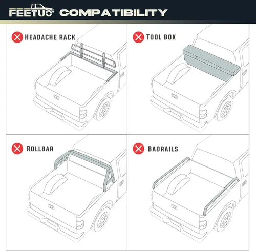 Vista 8 de FRP Cubierta rígida de tres pliegues para cama de camioneta para 2015-2025 Chevy Colorado/GMC Canyon, cama de 6.2 pies (74")