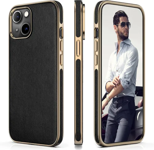 Vista 8 de LOHASIC Funda para iPhone 12 y iPhone 12 Pro - Fundas para teléfono i Phone 12 con borde cromado delgado, fundas de cuero de diseño suave, funda
