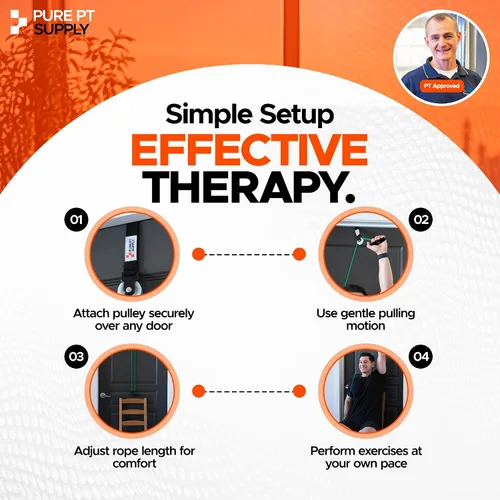 Vista 5 de PurePT - Polea de hombro prémium para terapia física, nailon de alta calidad y asas fuertes, entrenamientos guiados por expertos gratuitos, polea
