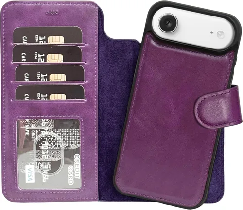 Vista 69 de HARDISTON Funda de piel auténtica hecha a mano compatible con iPhone 11 Pro de 5.8 pulgadas, funda magnética desmontable con tarjeteros - bordes