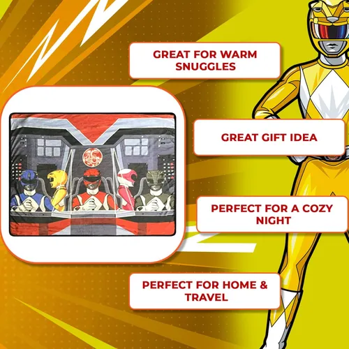 Vista 3 de Surreal Entertainment Power Rangers - Manta de forro polar más suave y cómoda para adultos y niños, mide 60 x 45 pulgadas