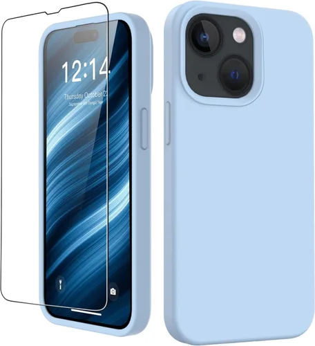 Vista 29 de FUNMIKO Funda compatible con iPhone 15 con protector de pantalla, silicona líquida suave y sedosa mejorada, diseñada a la moda para hombres, mujeres