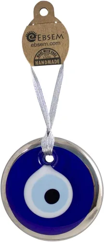 Vista 8 de Adorno decorativo de cristal turco griego hecho a mano chapado en platino para buena suerte, éxito y protección (1.5 pulgadas)