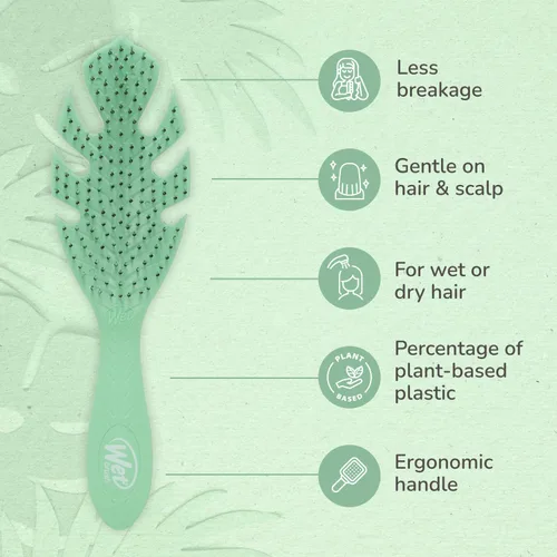 Vista 4 de Wet Brush Go Green Cepillo desenredante para cabello, verde, cerdas IntelliFlex ultrasuaves, sueltan enredos y aflojan suavemente nudos mientras