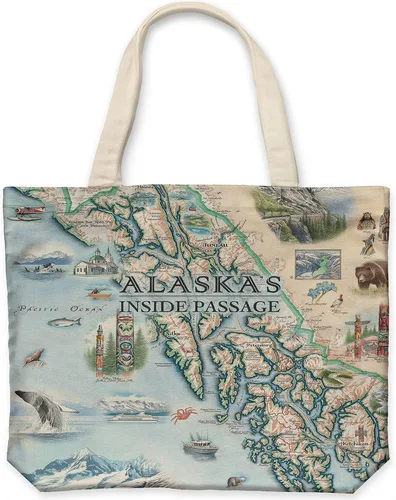 Vista 10 de Xplorer Maps Bolsa de lona con asas, bolsa de compras de comestibles de tela, bolsa reutilizable y ecológica, 100% algodón, lavable