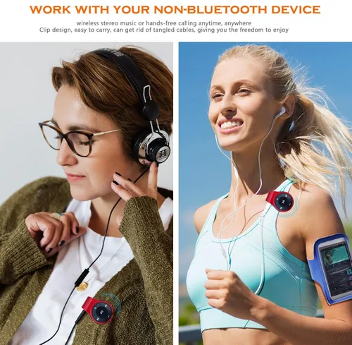 Vista 5 de Receptor Bluetooth para auriculares, auriculares, altavoz o audio de coche, con micrófono para llamadas manos libres y música.