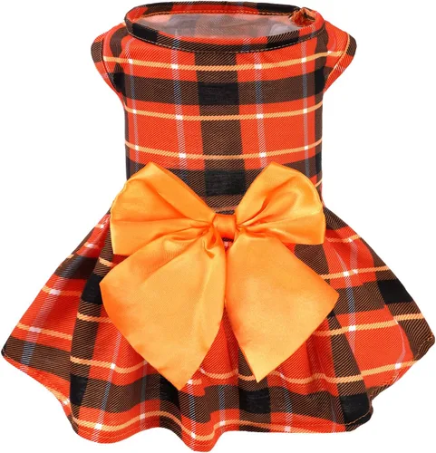 Vista 13 de PUPTECK Vestido estampado para perro, ropa para mascotas para el 4 de julio con lindo corbatín para cachorros, bandera, XS Estilo americano