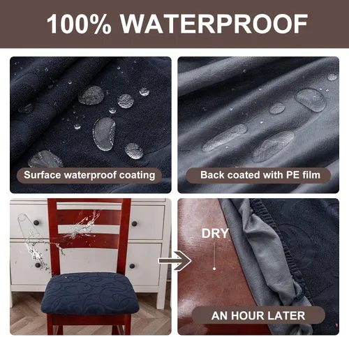 Vista 3 de Genina Fundas impermeables de asiento para silla de comedor, fundas elásticas para sillas de comedor, fundas protectoras para sillas de cocina