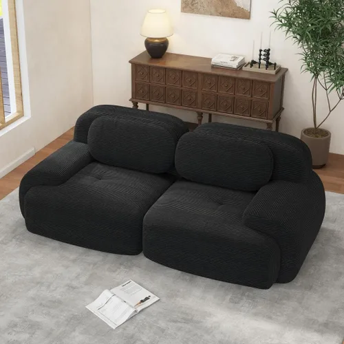 Vista 75 de Sofá moderno de pana en forma de nube de 116 pulgadas con otomana, sofás seccionales modulares grandes sin armazón en forma de L para sala de estar