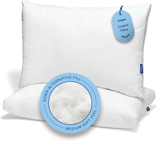 Vista 10 de Casper Sleep Original - Almohada refrescante tamaño estándar, sensación suave media, relleno alternativo al plumón, soporta dormir de lado, espalda