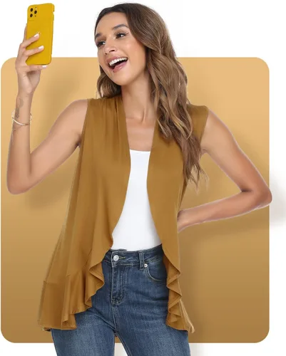 Vista 4 de Xeoxarel Cárdigan sin mangas para mujer con frente abierto (S-3XL)