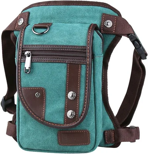 Vista 2 de Bolsa de pierna caída para motocicleta, lona duradera con múltiples bolsillos, cintura máxima de 56 pulgadas