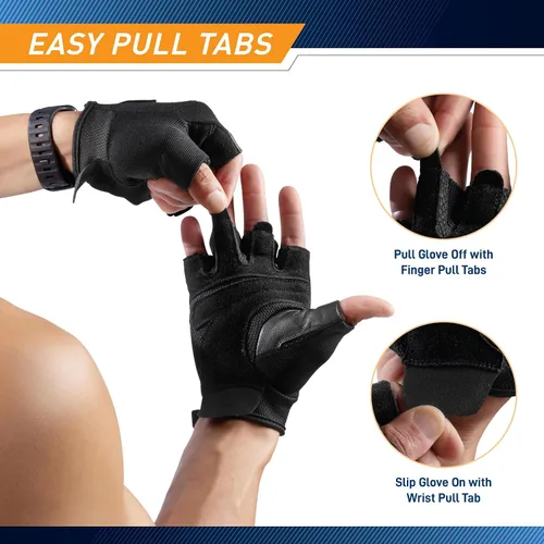 Vista 4 de MARCY apex - Guantes de entrenamiento acolchados de cuero con pestañas para hombres y mujeres, guantes de ejercicio para levantamiento de pesas