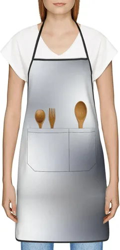 Vista 3 de silvery Chef Apron for Men and Women - Waterproof Kitchen Chef Apron with Pockets, Perfect for Cooking, Salon & More