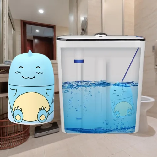Vista 5 de Botella limpiadora de inodoros para limpiador de tanques azul lindo dinosaurio de larga duración automático limpiador de inodoro desodorante