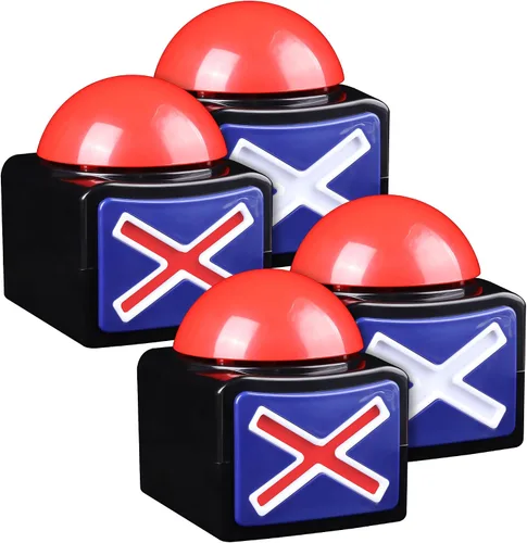 Vista 8 de MyMealivos Zumbadores de trivia para noche de juegos familiares Botón de respuesta de alarma con sonido fuerte y entretenimiento ligero