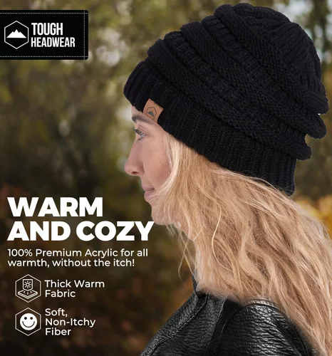Vista 11 de Gorro de punto para mujer, cálido y suave, elástico, para clima frío de Tough Headwear